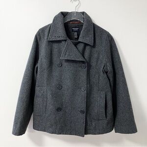 American Eagle | Gray Wool Peacoat L